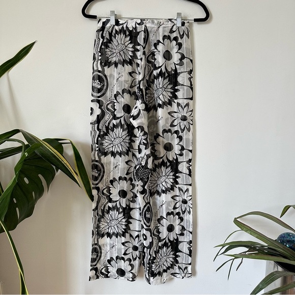 Amir Slama 100% Silk Floral Wide Leg Sheer Pants Size XS - Picture 3 of 11